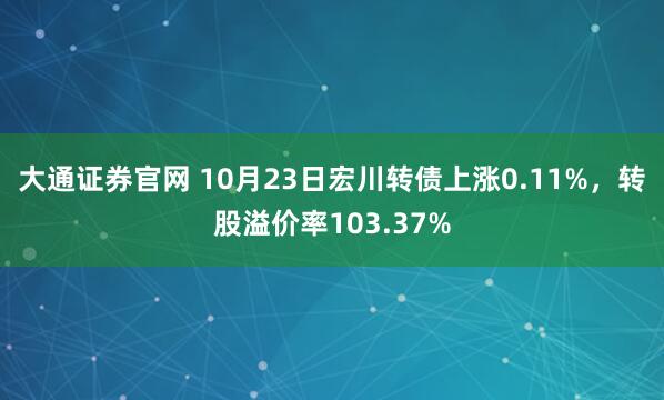 大通证券官网 10月23日宏川转债上涨0.11%,转股溢价率103.37%